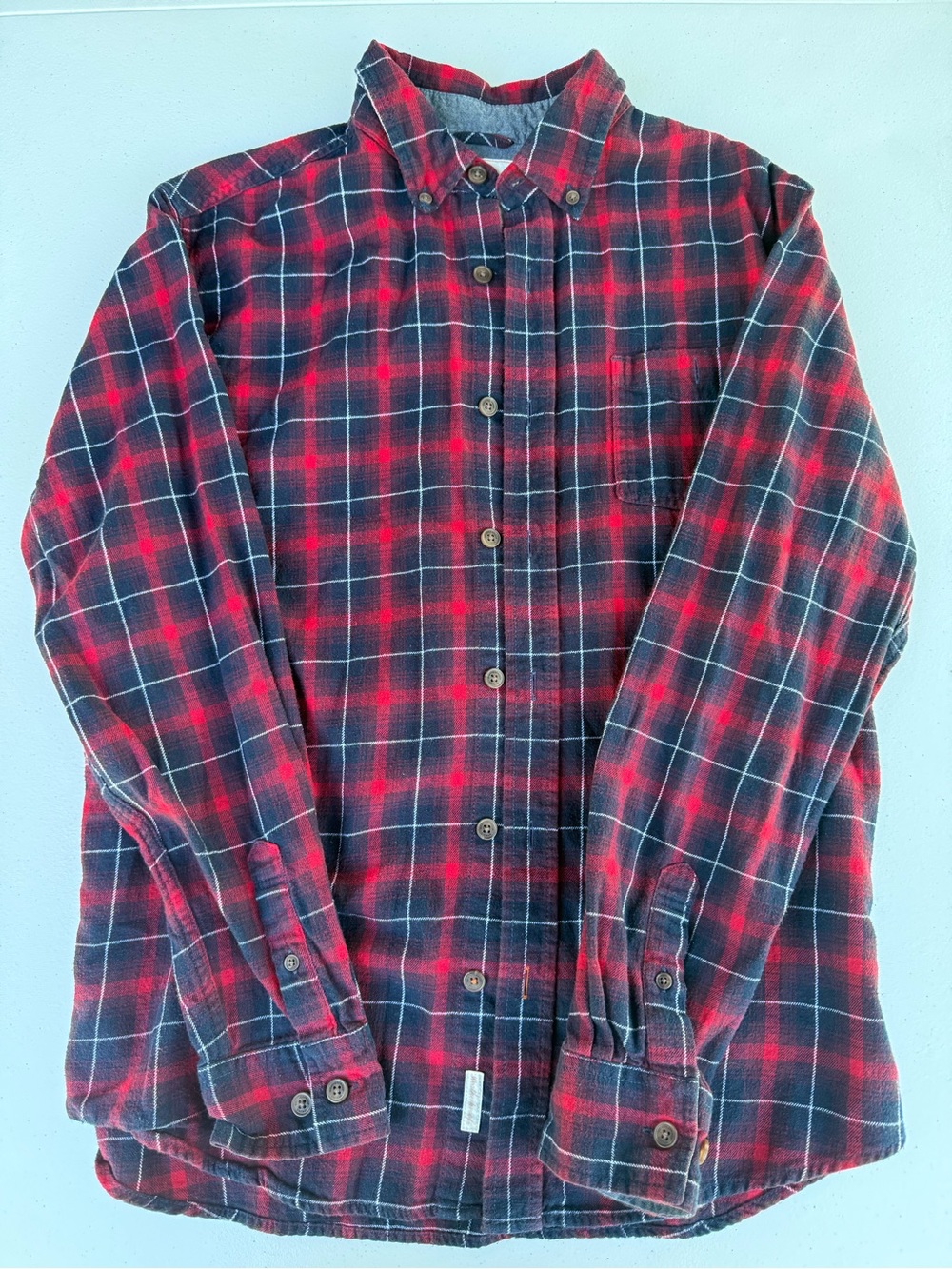 Weatherproof Vintage Red and Black Plaid Button-Down Shirt